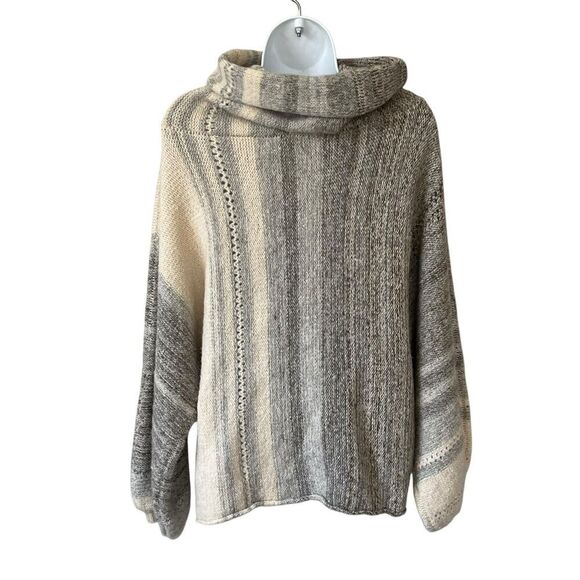 BNDI Revolve Pullover Sweater Size S Mohair Alpaca Balloon Sleeve Gray Cream - Picture 5 of 9